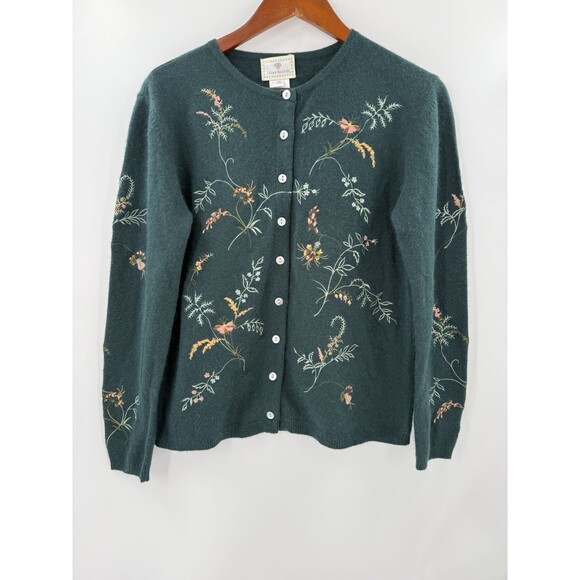 Susan Bristol Cardigan Lambswool/Angora Rabbit Sweater Embroidered PETITE SMALL - Picture 7 of 13